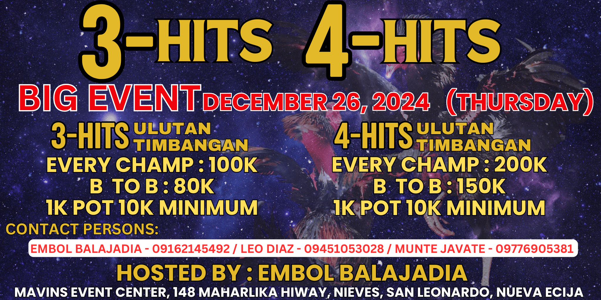 Tara at sabay sabay nating abangan mga Liyamado ang BIG EVENT na gaganapin sa Mavins Event Center December 26, 2024! Hosted By : Embol Balajadia
