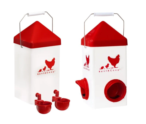 (SAMPLE PRODUCT ONLY) RentACoop 2 Gallon Chicken Waterer with Auto-Fill Cups, Horizontal Nipples, Anti-Roost Cone, and Mounting Kit