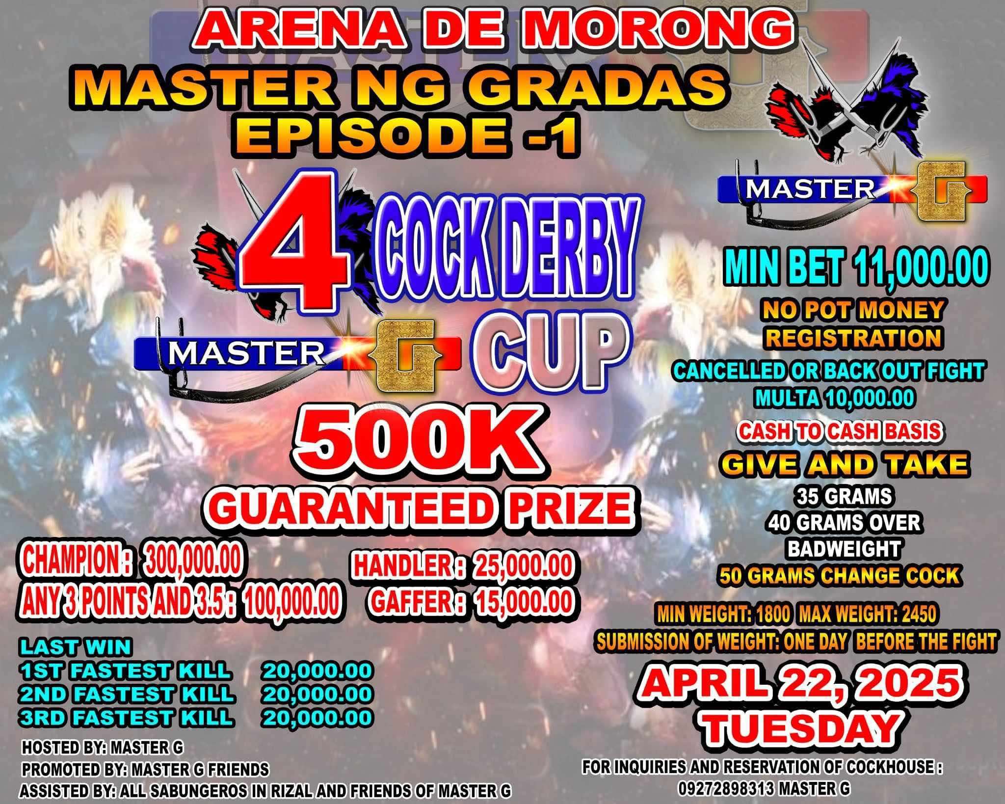 4 COCK DERBY MASTER G CUP!